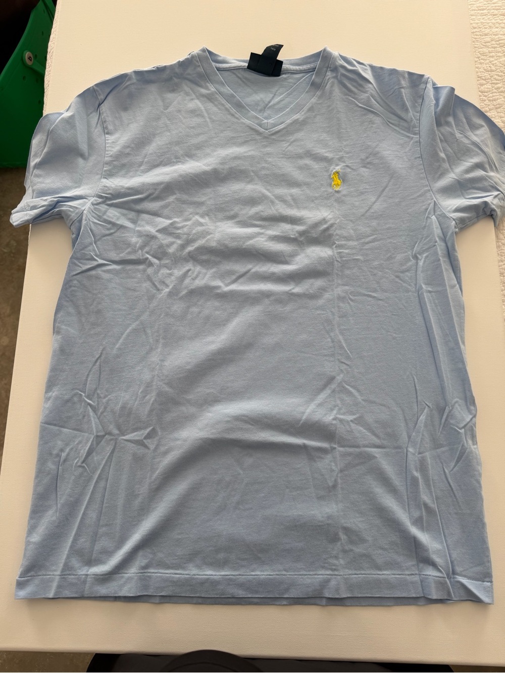 Ralph Lauren Light Blue V-Neck Polo Tee with Yellow Pony